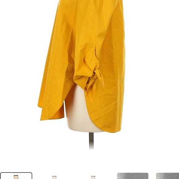 Tibi Mustard Yellow Blouse with Tie Sleeves Size 12 - Picture 3 of 6